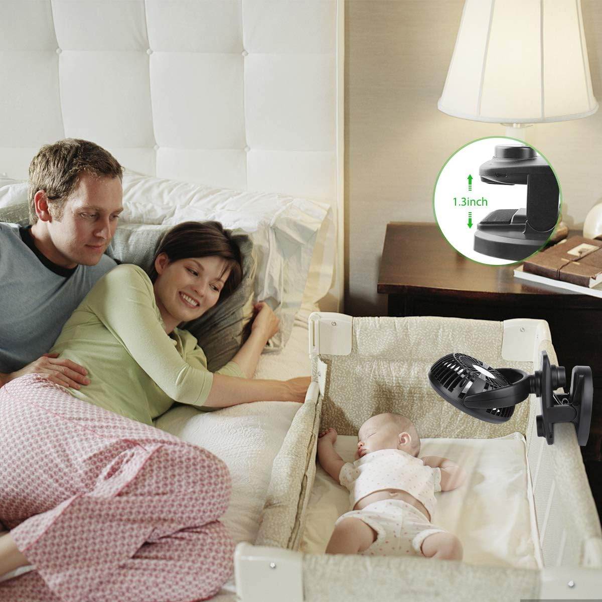 FITFORT Portable Clip-On Fan | USB Rechargeable with LED Light