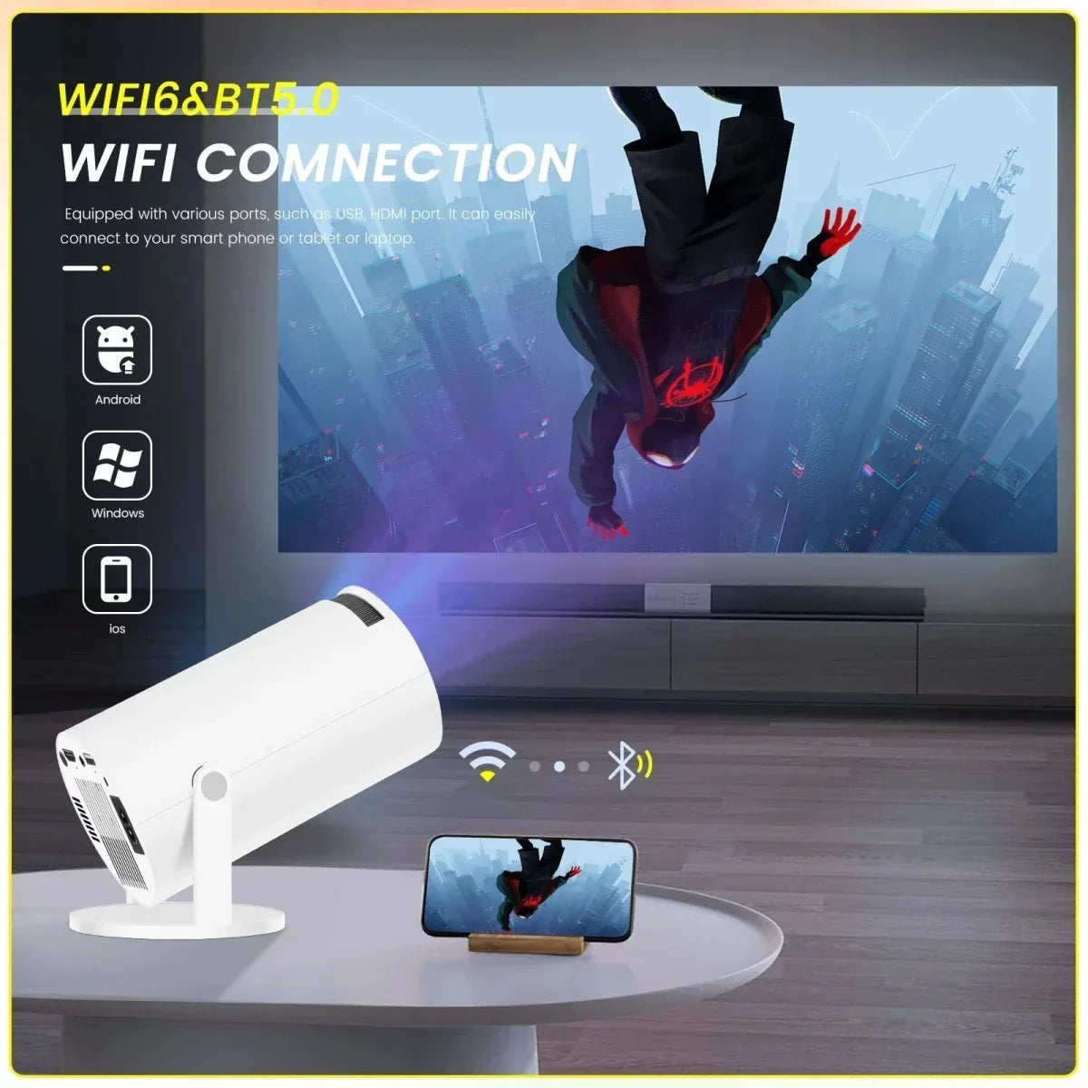 4K Smart Projector with WiFi & Bluetooth