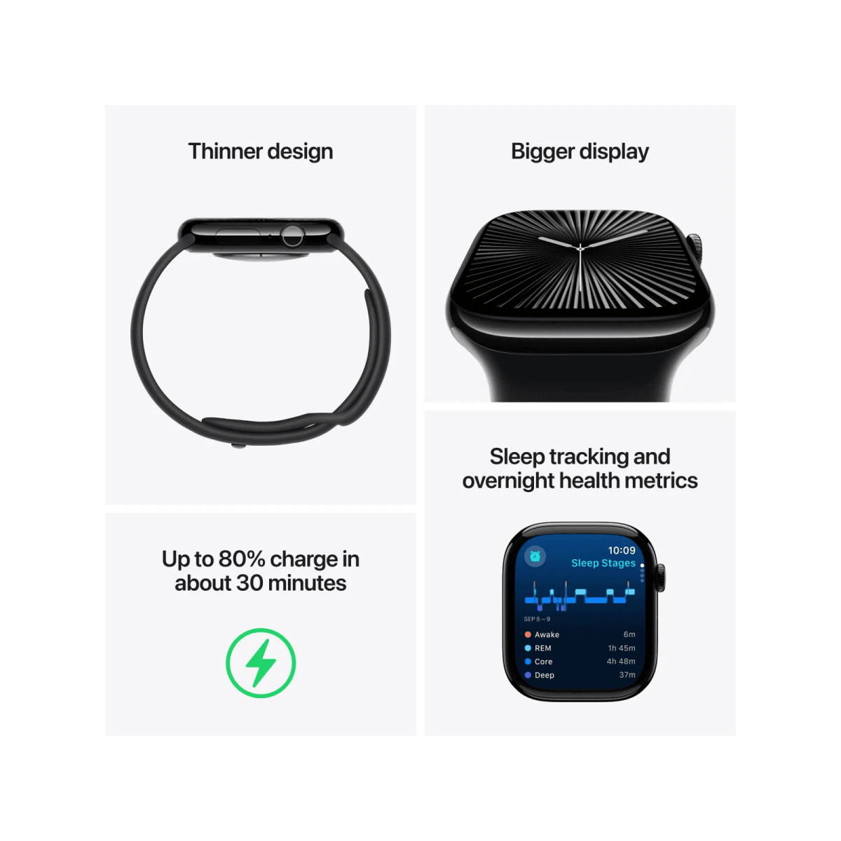 Apple Watch Series 10 GPS 46mm – Jet Black Aluminium Case with Sport Band