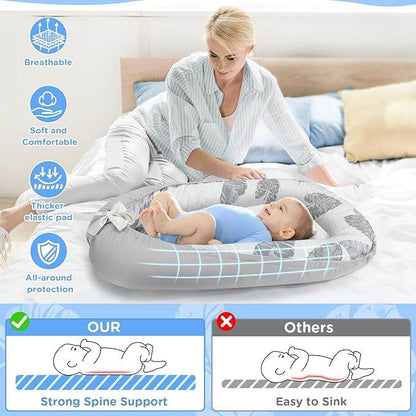 Baby Lounger Bed Nest Pod – Portable, Hypoallergenic & Breathable Cotton for Newborns (0-12 Months)