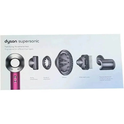 Dyson Supersonic™ Hair Dryer (Iron & Fuchsia) – Intelligent Heat Control, Fast Drying, 5 Attachments