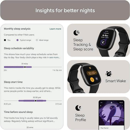 Google Fitbit Versa 4 Fitness Smartwatch – Built-in GPS, 6+ Day Battery, 40+ Exercise Modes (Black/Graphite)