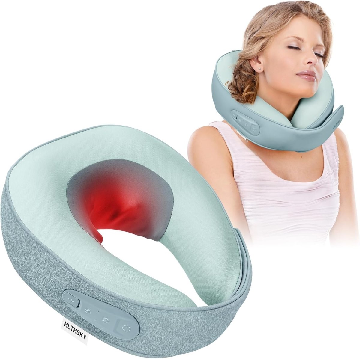 Neck Massager  with Heat - Cervical Pillow Deep Tissue Kneading for Back - Rechargeable Cordless 3D Kneading Massage Cushion Relieve Muscle Pain, for Home, Women Ideal Gift (Green)