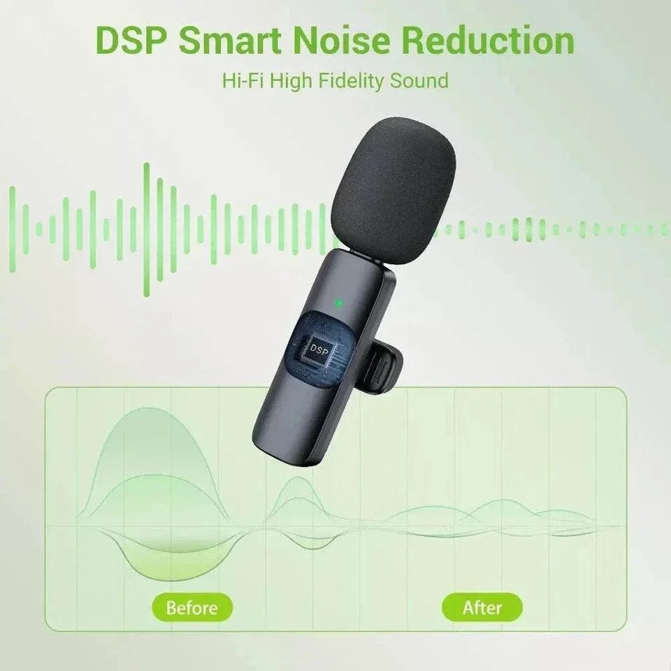 Wireless Lavalier Lapel Microphone – Mini 2 Clip-on Mic for iPhone, Android, PC & iPad, Plug-and-Play with Noise Reduction for Video, YouTube & TikTok