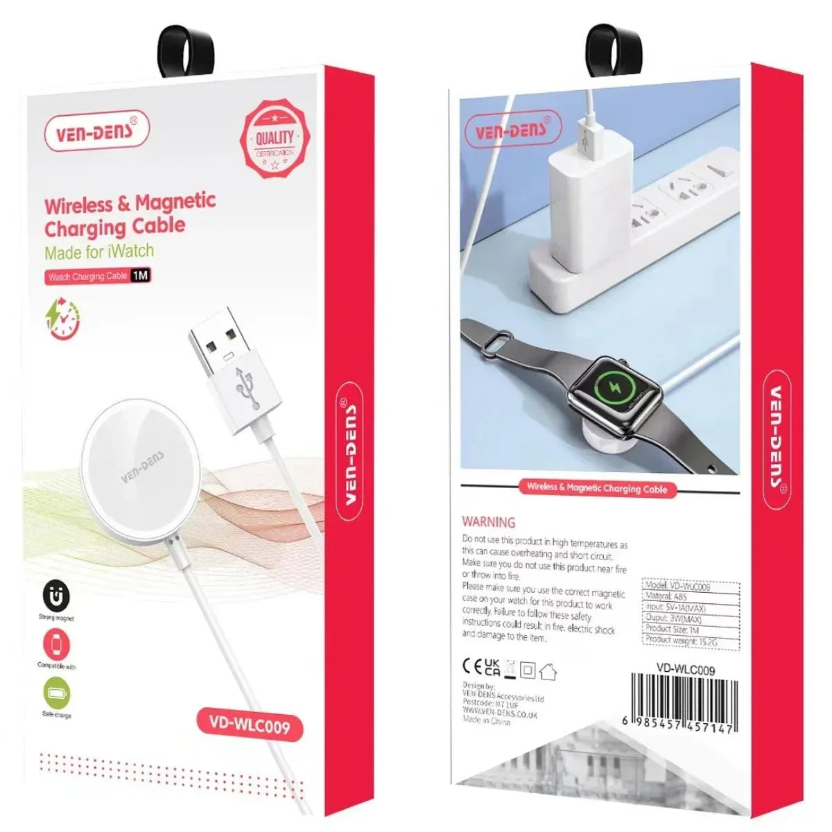 Wireless & Magnetic Charging Cable for iWatch – Compact, Durable, and Reliable | VD-WLC009