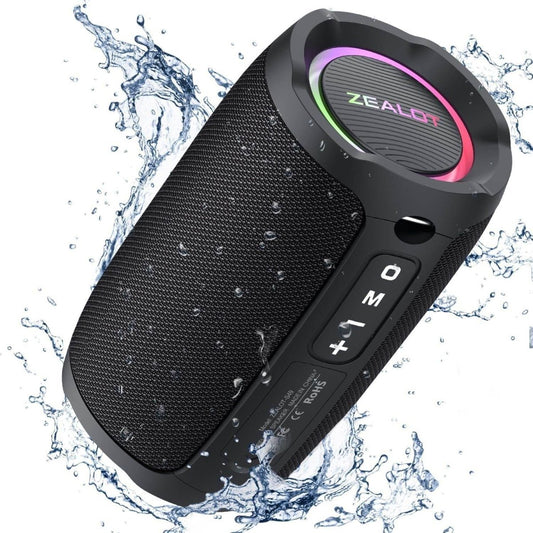 ZEALOT S49 Waterproof Bluetooth Speaker – RGB Lights, 360° Stereo Sound, Wireless