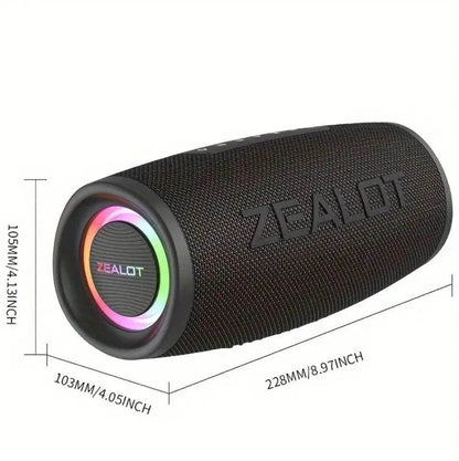 ZEALOT S56 40W Portable Bluetooth Speaker – 8000mAh Battery, IPX6 Waterproof, RGB Lights