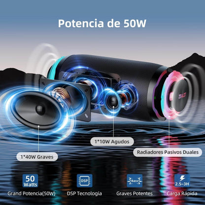 ZEALOT S76 Portable Bluetooth Speaker – 50W Heavy Bass, IPX6 Waterproof, Outdoor Boombox